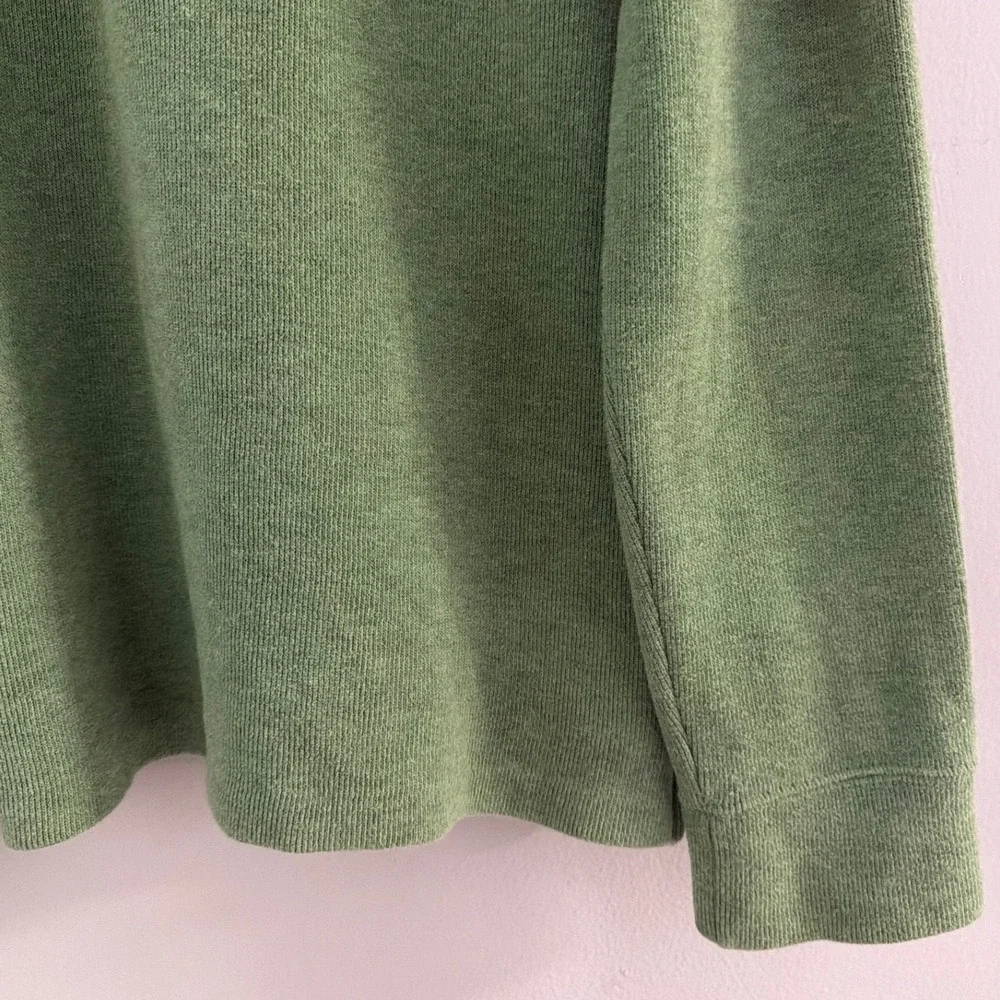 Polo Ralph Lauren Mens Large Sage Green 100% Cotton Quarter Zip Ribbed Sweater